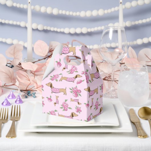 Dackel & Peonies Blumenrosa Hochzeit Geschenkschachtel (Hochzeit)