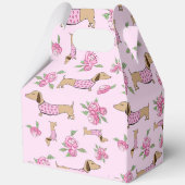 Dackel & Peonies Blumenrosa Hochzeit Geschenkschachtel (Rückseite)