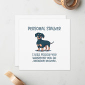 Dackel Personal Stalker Mitteilungskarte (Vorderseite/Rückseite Beispiel)