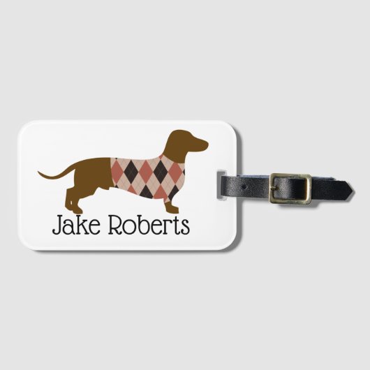 Dackel Personalisiert Gepäckanhänger (Vorderseite (Horizontal))