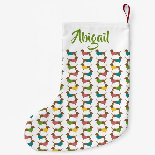 Dackel Personalisiert Weihnachten (2-seitig) Muste Kleiner Weihnachtsstrumpf (Rückseite)