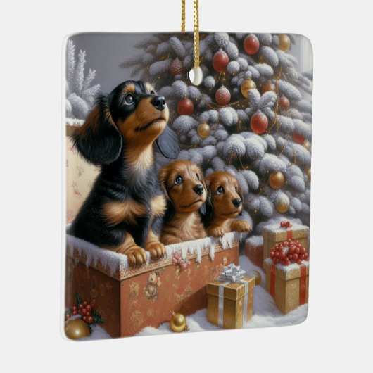 Dackel Personalisierter Baum Keramikornament (Rechts)