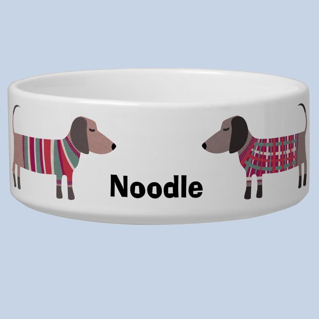 Dackel Personalisierter Hund Napf (Dachshund Wiener Sausage Dog personalized name pet food bowl)