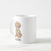 Dackel personalisierter NAME mit Krawatte Kaffeetasse (Vorderseite Links)
