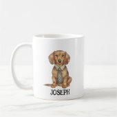 Dackel personalisierter NAME mit Krawatte Kaffeetasse (Links)