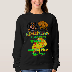 DACKEL PET FUNNY DACKEL DOG TV CUDDLE ESSEN PIZZA SWEATSHIRT