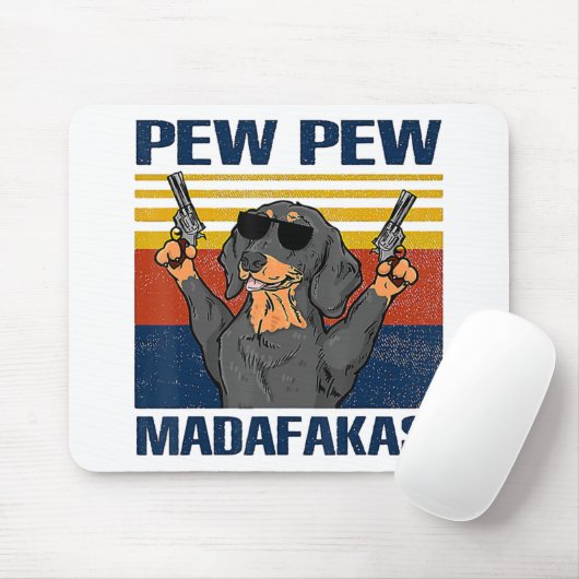 Dackel Pew Pew Vintag Mousepad (Mit Mouse)