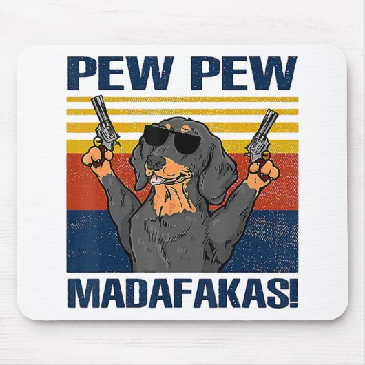 Dackel Pew Pew Vintag Mousepad (Vorne)