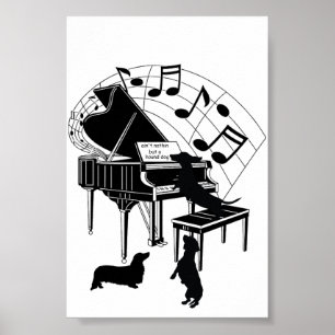 Dackel Piano Print Poster Paper (Matte)