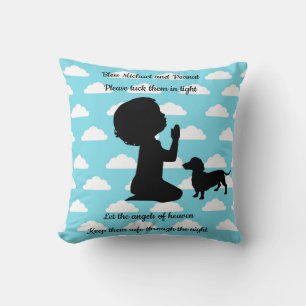 Dackel Pillow Blue Clouds Silhouette Dackel Kissen