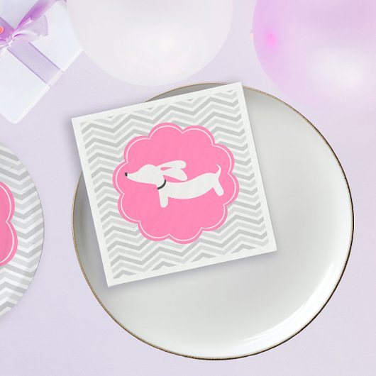 Dackel Pink Baby Dusche Party Napkins Serviette
