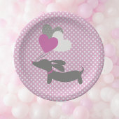 Dackel Pink Girl Babydusche Papier Teller