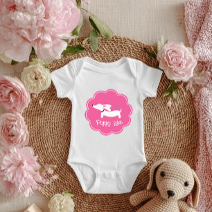 Dackel Pink Girlie Puppy Liebe Baby Strampler