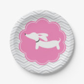 Dackel Pink Paper Teller Dackel Babydusche (Vorderseite)