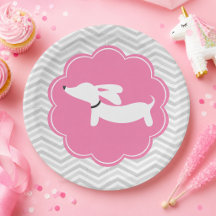 Dackel Pink Paper Teller Dackel Babydusche