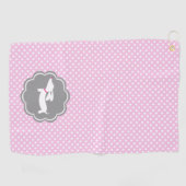 Dackel Pink Polka Dot Golf Handtuch für Dackel Mam (Horizontal)