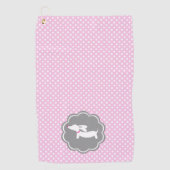 Dackel Pink Polka Dot Golf Handtuch für Dackel Mam (Vorderseite)