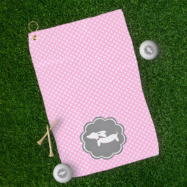 Dackel Pink Polka Dot Golf Handtuch für Dackel Mam