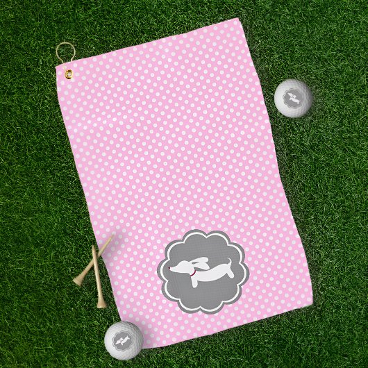 Dackel Pink Polka Dot Golf Handtuch für Dackel Mam
