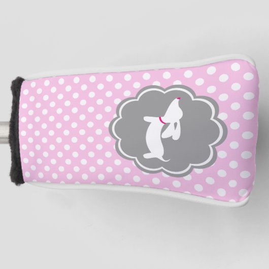 Dackel Pink Polka Dot Golf Head Cover Putter Headcover (Vorderseite)