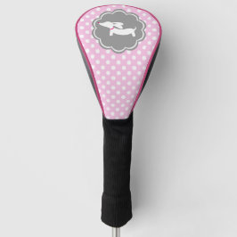 Dackel Pink Polka Dot Golf Head Cover Woods Golf Headcover
