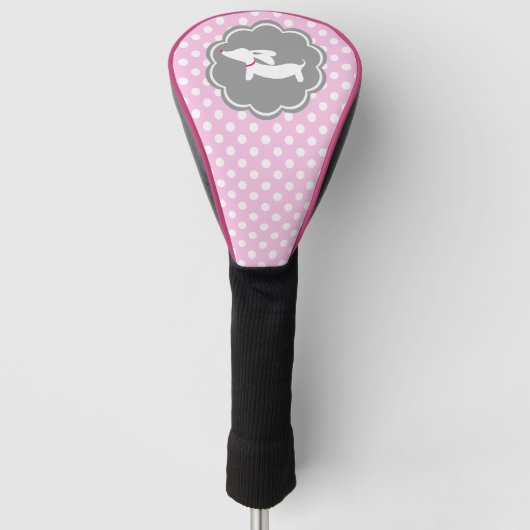 Dackel Pink Polka Dot Golf Head Cover Woods Golf Headcover (Vorderseite)