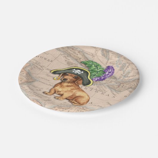 Dackel Pirate Pappteller (Schrägansicht)