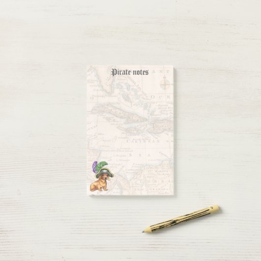 Dackel Pirate Post-it Klebezettel (Auf Schreibtisch)