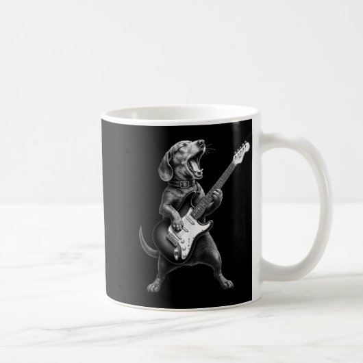 Dackel Playing Gitarre Rock Star Rock & Roll Kaffeetasse (Rechts)