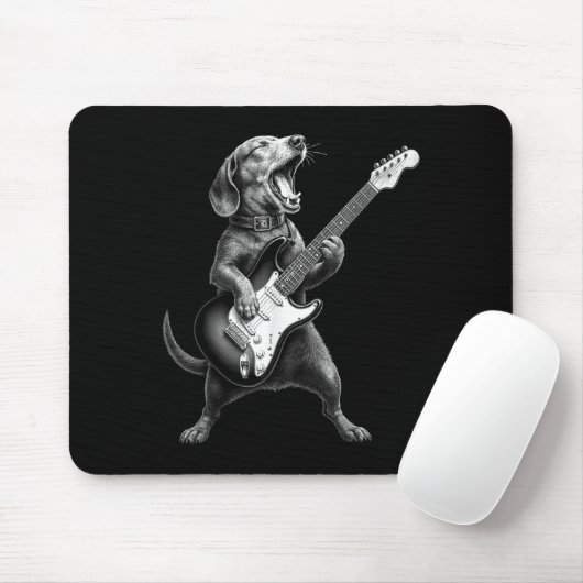 Dackel Playing Gitarre Rock Star Rock & Roll Mousepad (Mit Mouse)