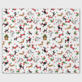Dackel Poodle Dobermann Hund Welpe Weihnachten Geschenkpapier (Flach)