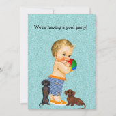 Dackel Pool Party Einladung (Vorderseite)