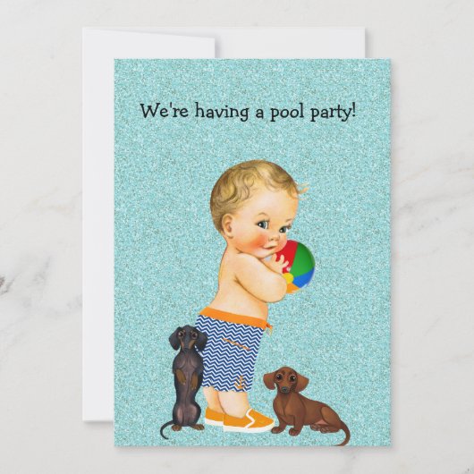 Dackel Pool Party Einladung (Vorderseite)