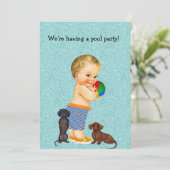 Dackel Pool Party Einladung (Stehend Vorderseite)