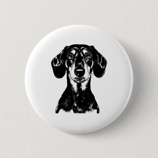 Dackel Portrait Minimalistisch Apparel Button (Vorderseite)