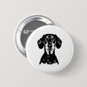 Dackel Portrait Minimalistisch Apparel Button (Vorne & Hinten)