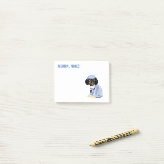 Dackel Post-it Klebezettel (Auf Schreibtisch)