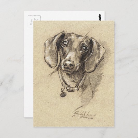 Dackel Postkarte (Vorne/Hinten)