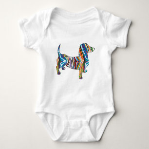 Dackel - Psychedelische Zbra-Dackel Baby Strampler