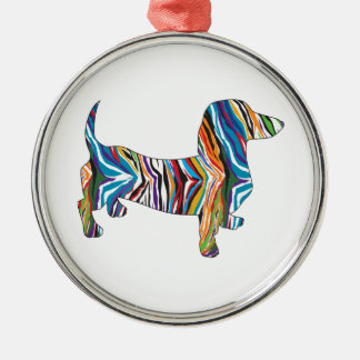 Dackel - Psychedelische Zbra-Dackel Ornament Aus Metall