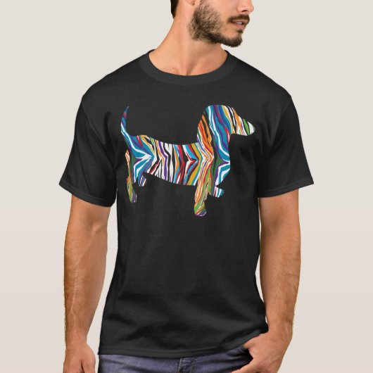 Dackel - psychedelische Zbra Dackel T-Shirt (Vorderseite)