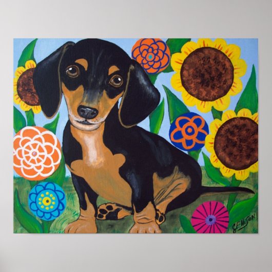 Dackel Puppy Black und Tan Print Poster (Vorne)