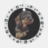 Dackel Puppy Foto Paw Prints Ornament Aus Glas (Vorderseite)