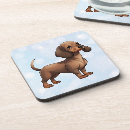 Dackel Puppy Getränkeuntersetzer (Linke Seite)