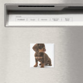 Dackel Puppy Square Magnet (In Situ (Geschirrspüler))