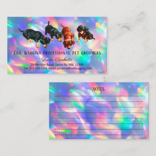 Dackel Pups Nachzucht Holografischer Regenbogen Visitenkarte (Vorne/Hinten)
