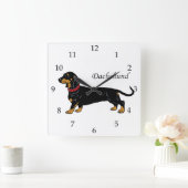 Dackel Quadratische Wanduhr (Zuhause)