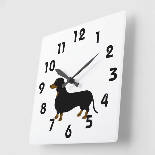 Dackel Quadratische Wanduhr (Winkel)