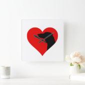 Dackel Quadratische Wanduhr (Zuhause)