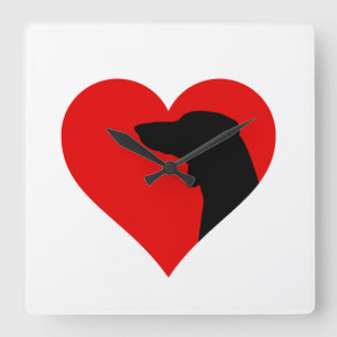 Dackel Quadratische Wanduhr